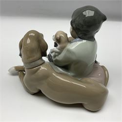 Pair of Lladro figures comprising 'Mis Amigos' model no 5456, and 'Bashful Bather' model no 5455, both with boxes