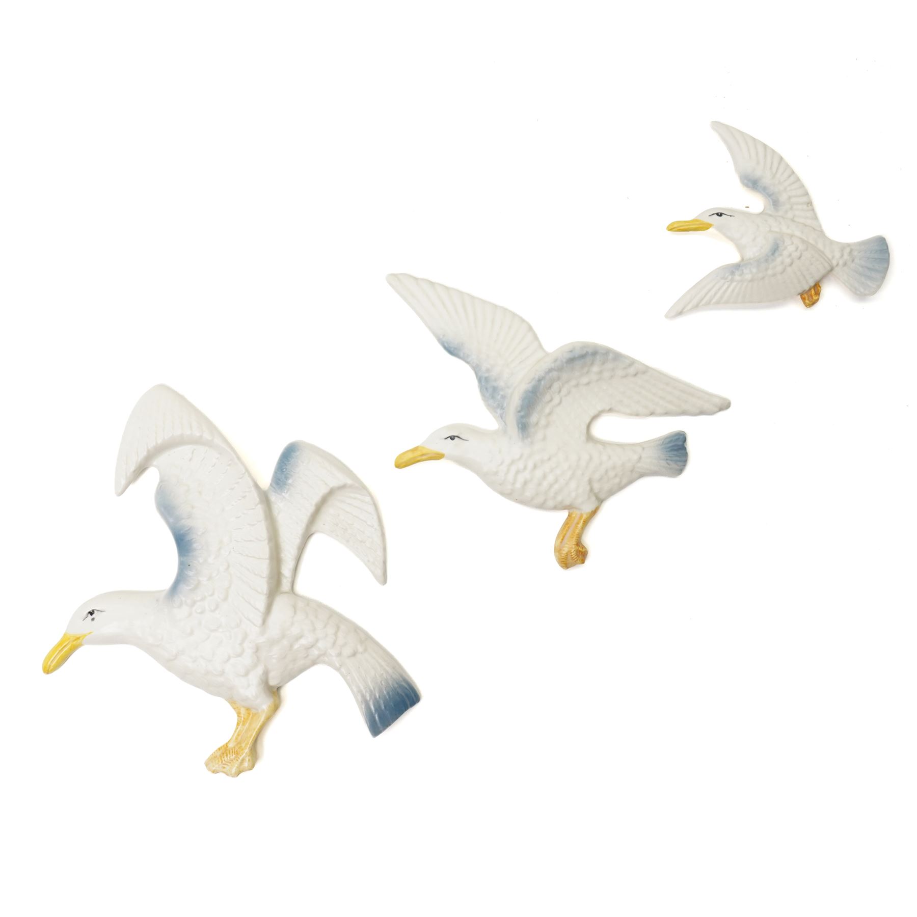 Sylvac - set of three graduated flying seagulls, printed and impressed marks verso, largest W22cm (3)