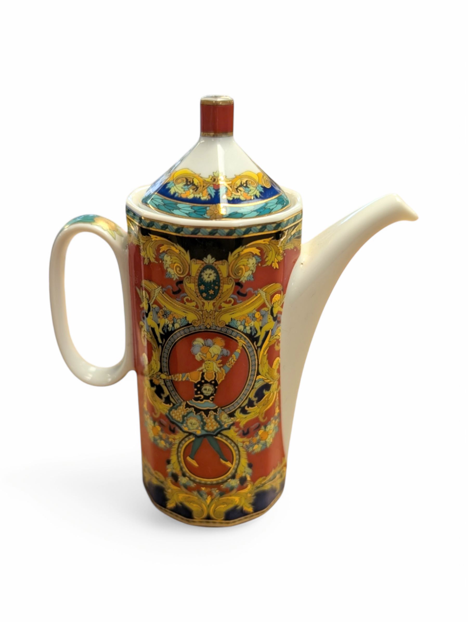 Rosenthal Versace Le Roi Soleil pattern miniature coffee pot, H10cm