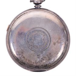 Victorian silver improved chronograph open faced pocket watch by J.Cryer, together with a continental silver pocket watch, stamped 935