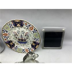 Stayhot teapot and coffee pot, with silver plate clad ceramic bodies, together with another similar coffee pot, jug and sucrier, Staffordshire style flatback figures comprising pair of zebras and cavalier type figure, Melba Ware woodland jug etc