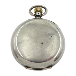  Early 20th century silver Swiss chronograph with stop watch case by Stauffer, Son & Co, London import mark 1914  
