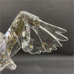 Swarovski Crystal Soulmates, Snowy Owl, upon stylised metal base, H30cm 