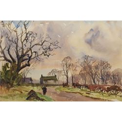 Angus Bernard Rands (British 1922-1985): 'Evening at Rudding Park', watercolour signed, titled and inscribed verso 37cm x 55cm