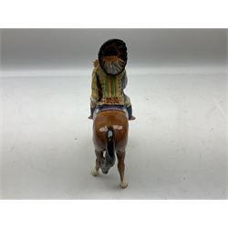 Beswick Native American on horseback, model no 1391, printed mark beneath H21.5cm.