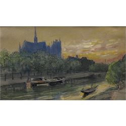 Joseph Arthur Palliser Severn RI ROI (British 1842-1931): 'The Seine with Notre Dame', watercolour unsigned 10cm x 17cm
Provenance: deceased estate; with The Little Gallery, 5 Kensington Walk, London; Brantwood contents sale after the death of Arthur Severn in 1931; the John Ruskin (1819-1900) collection, label verso