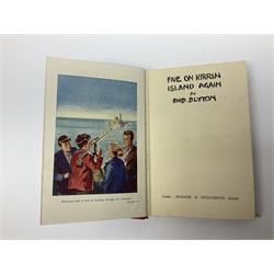 Blyton Enid: Five on Kirrin Island Again, first edition, Hodder & Stoughton, 1947, colour frontispiece, tinted plates and plain illustrations to text, pictorial endpapers, original red boards lettered in black in dust jacket (6/-, with telescope the wrong way round)