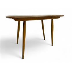 Lucian Ercolani for Ercol - mid-20th century elm and beech occasional table, rectangular top with rounded corners, on tapered supports