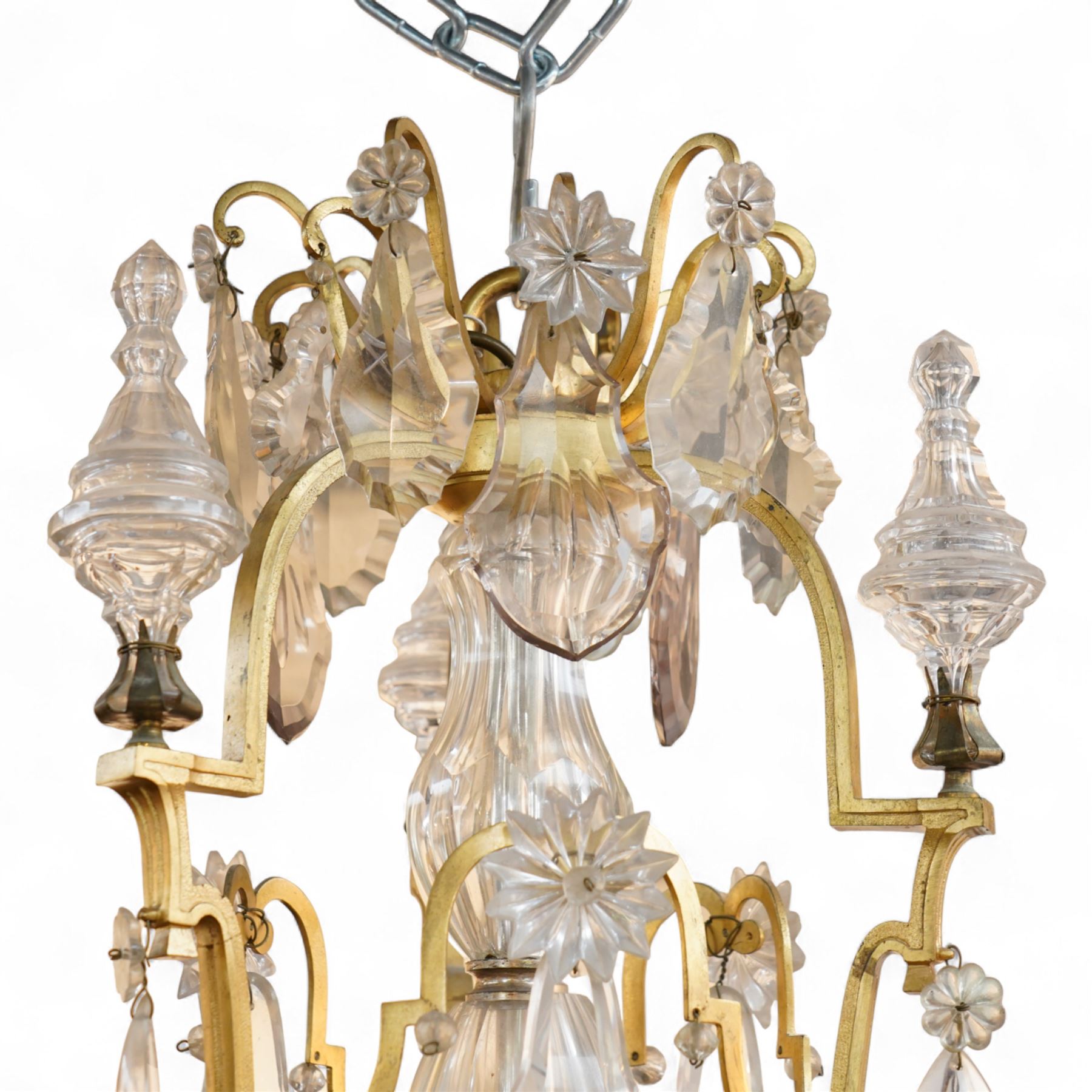 Pair of early 20th-century French-style gilt metal and cut glass six ...