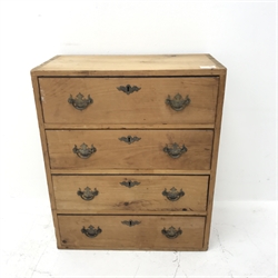 Early 20th century small pine chest, four drawers, W50cm, H59cm, D24cm