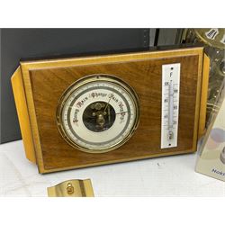 Kundo quartz clock, miniature brass clocks, two barometers, Sony digital camera, Nokia phone, Monarch Remington typewriter, commemorative Shilling etc