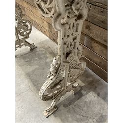 19th century Coalbrookdale design cast iron garden table, with rectangular marble top