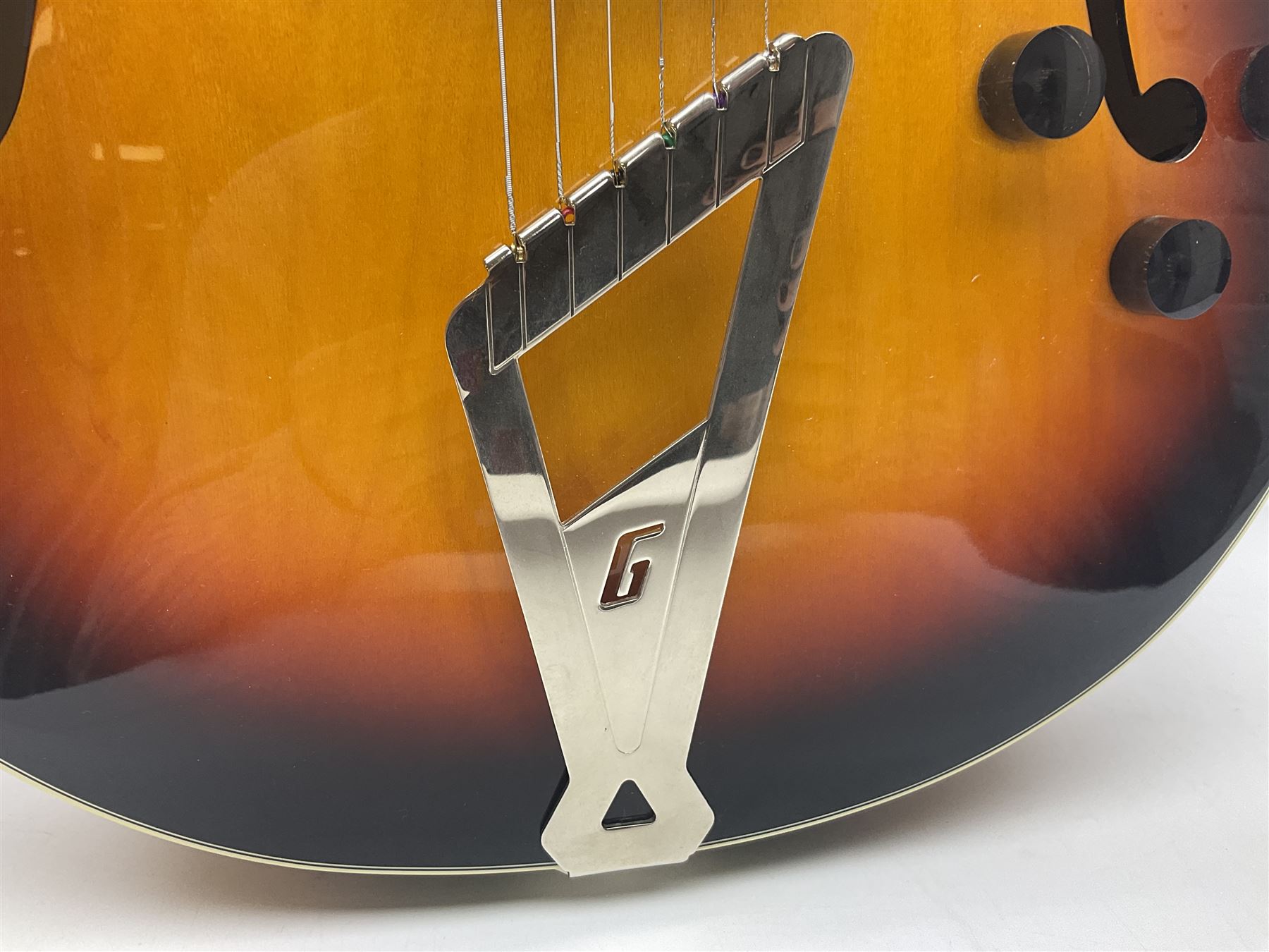 Gretsch G2420/ABB semi-acoustic guitar with three-tone sunburst finish, serial no.IS191201597, L107cm overall; in original hard carrying case dated 2019.