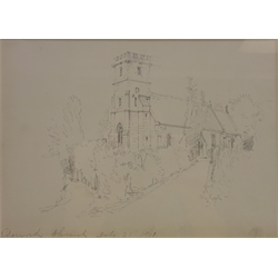  Four late 19th/early 20th century pencil sketches including Tunstall Church, Througham Farm, Stroud signed, titled and dated by John Johnson max 12cm x 23cm (4)  