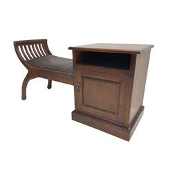 Hardwood telephone table with leather seat
