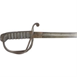 Victorian officer's sword, made by Dolan & Co, London, the 87cm single edge blade with makers mark 'Dolan & Co, St Martins Lane, London', steel swept two bar hilt, with wirebound fishskin grip, overall L102cm