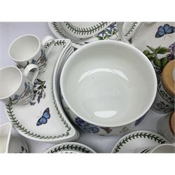 Portmeirion Botanical Garden tea and dinner wares, to include coffee pot, coffee press, teapot, eight coffee cans and saucers, ten teacups and saucers of various sizes, six herb jars, four dinner plates, various serving dishes etc (70) 