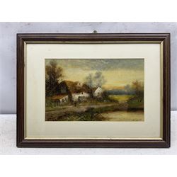 MD Ansell aka Francis E Jamieson (British 1895-1950): Walking at Sunset, oil on board signed 22cm x 34cm 