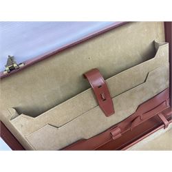 Papworth of Cambridge  leather attaché case, with brass fittings, with internal stationary compartments, H34cm, L47cm 