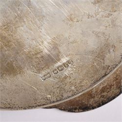 Silver oval tray with pierced rim and flattened handles W47cm Sheffield 1934 Maker Mappin & Webb