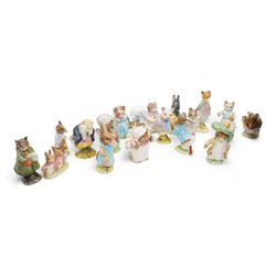 Collection of fifteen Beswick Beatrix Potter figures with brown backstamps including 'Little Black Rabbit', Simpkin', 'Tommy Brock' etc and two BP2a figures 'Ribby' and 'Appley Dapply'