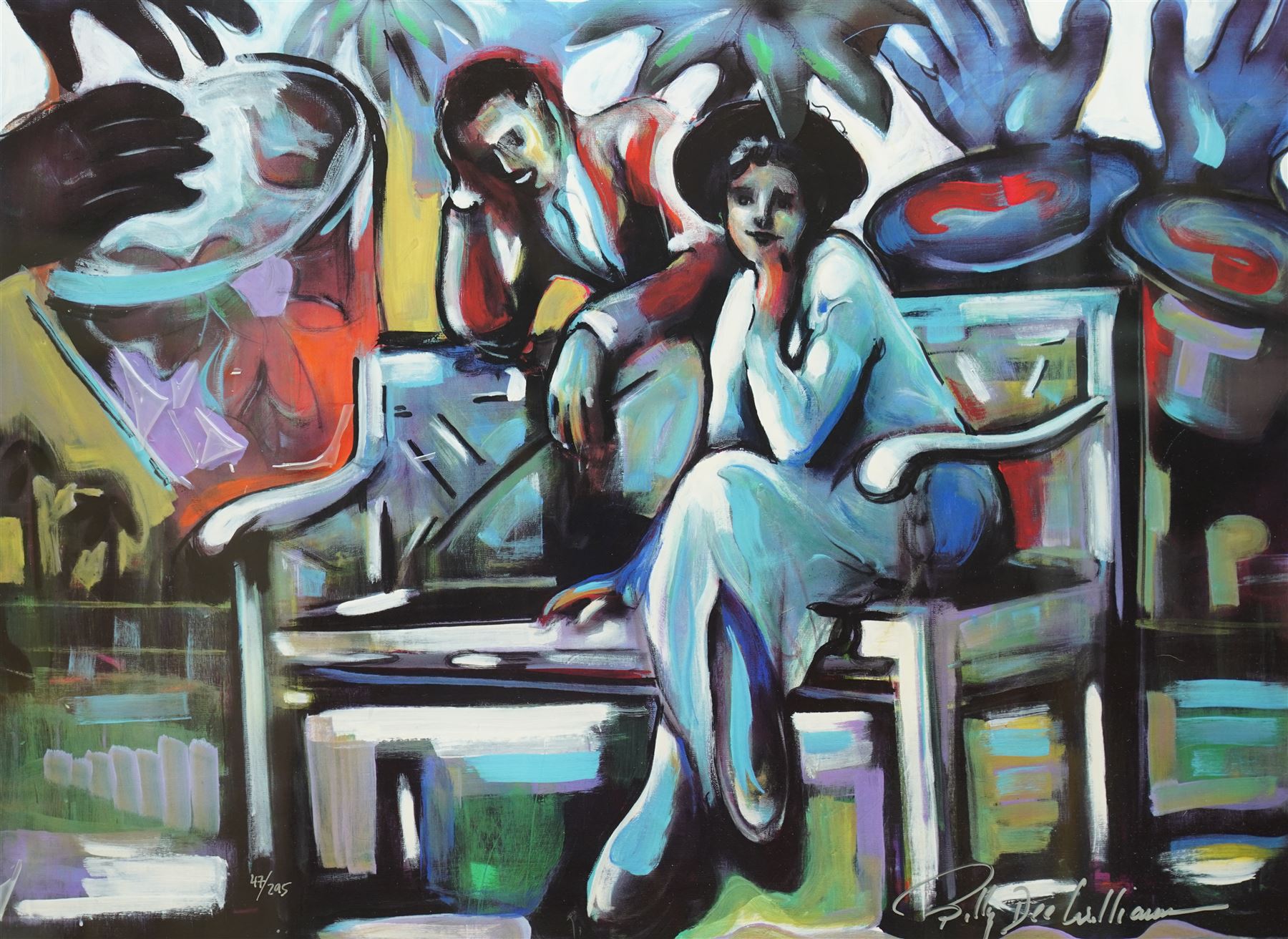 Billy Dee Williams (American 1937-): 'At the Club', limited edition colour lithograph signed and numbered 47/295, 37cm x 50cm 