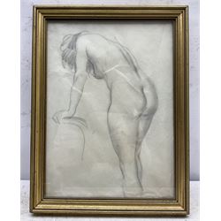 John Richard Townsend (British 1930-): 'The Artists Wife (Tina)' Female Nude Standing, pencil sketch unsigned, inscribed verso 37cm x 27cm 