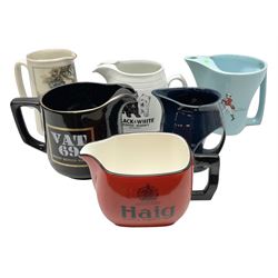 Six whisky water jugs, to include Wade Johnnie Walker, Haig, Black & White, etc