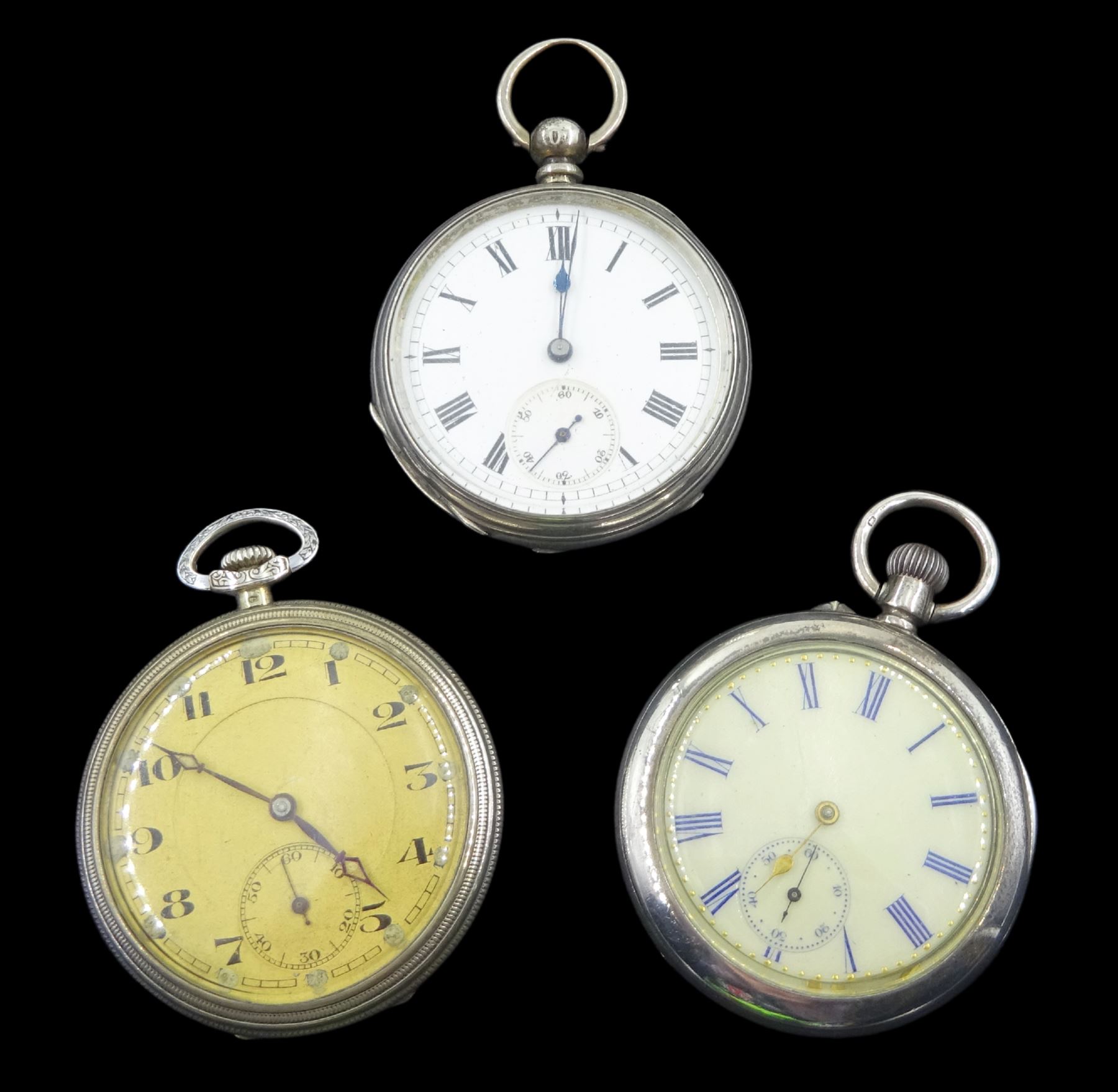 Silver keyless Swiss lever pocket watch, Swiss hallmarks, the inner
