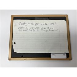 18th century alphabet cross stitch sampler, together with a later alphabet sampler, largest H31cm, W22cm