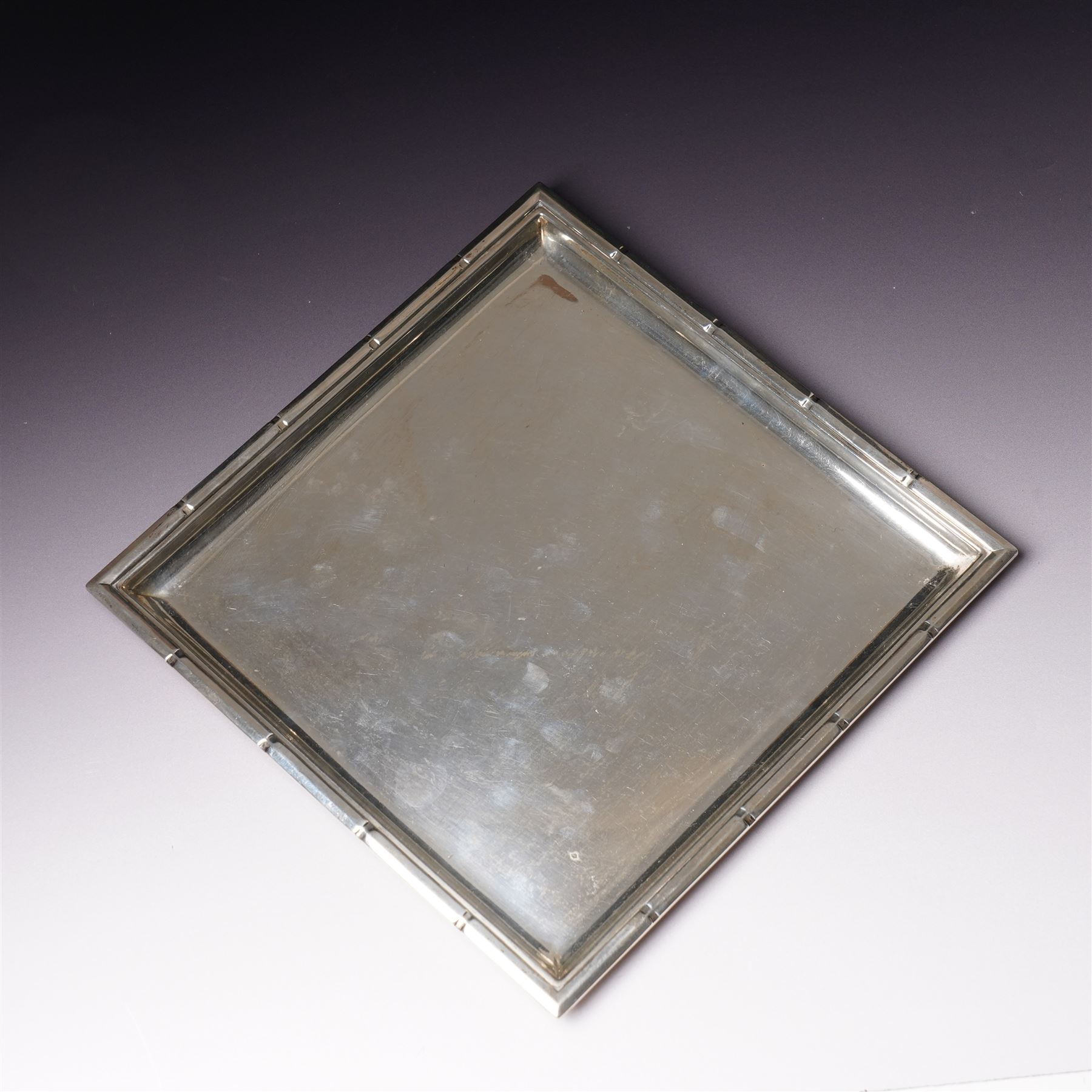Square silver tray with raised border 20cm square Sheffield 1931 Maker Finnigans Ltd