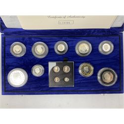 The Royal Mint United Kingdom Millennium 2000 silver coin collection, cased with certificate