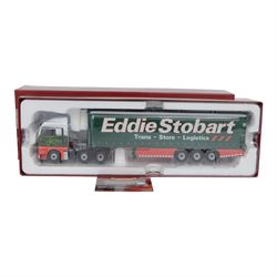 Two Corgi Hauliers of Renown 1:50 scale diecast model lorries, comprising CC14804 Scania 143 Curtainside T.Alun Jones Ltd and CC15202 MAN XLX Eddie Stobart Ltd Carlisle, both boxed