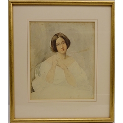  Portrait of a Lady, 19th/early 20th century pencil and watercolour unsigned 20cm x 17cm  