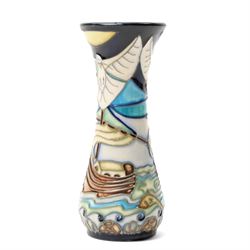 Moorcroft 'Wind of Change' pattern vase H13cm, boxed, Royal Crown Derby 'Striped Dolphin' limited edition paperweight 1166/1500, boxed and with certificate and another Dolphin paperweight, boxed and both with gold stoppers (3)  
