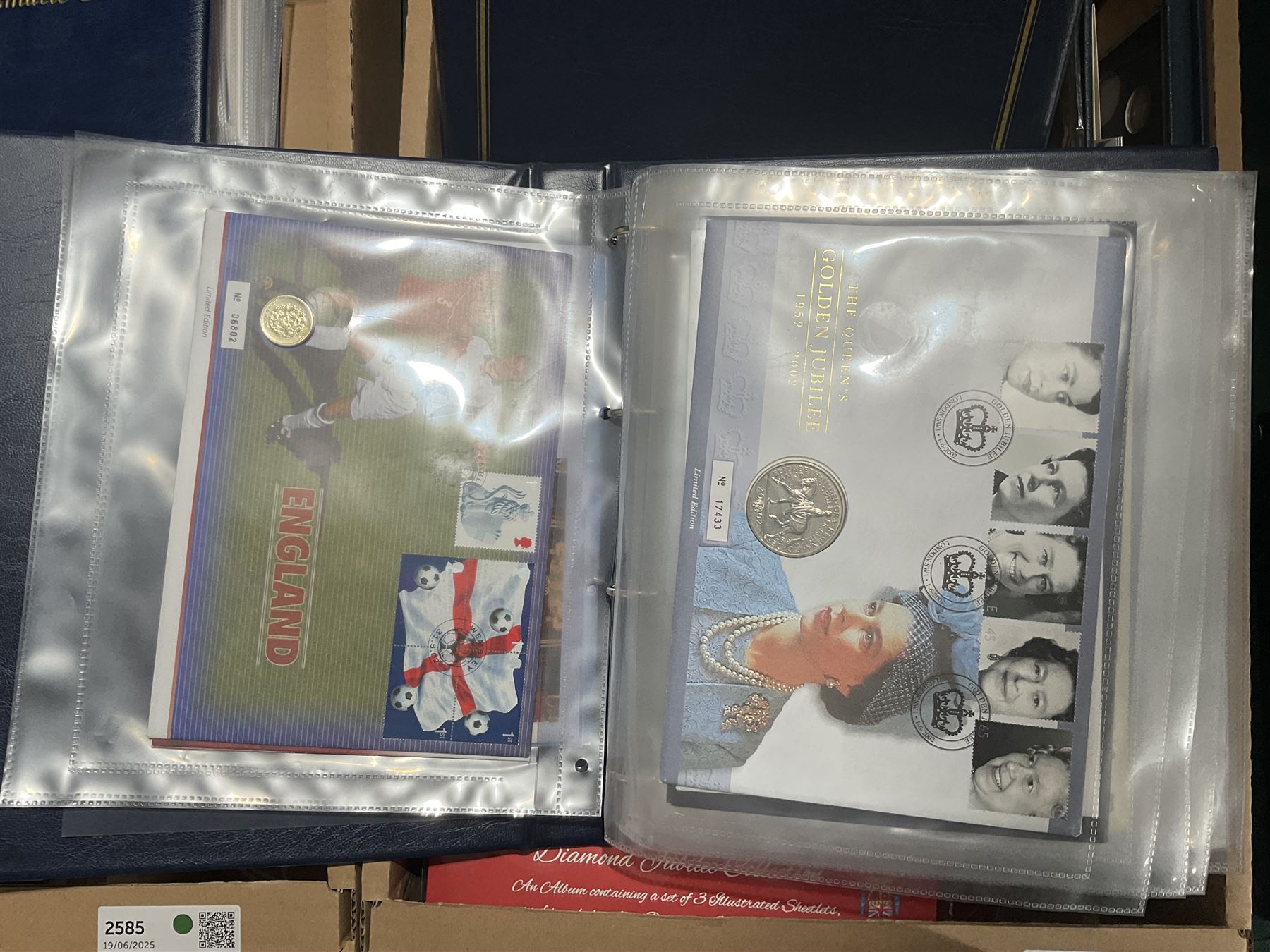 Approximately one hundred and fifteen Royal Mint coin covers, in two ring binder folders and loose, together with approximately 53 grams of Great British pre-1920 and approximately 68 grams of Great British pre-1947 silver threepence coins, and a small quantity of further pre-decimal coins