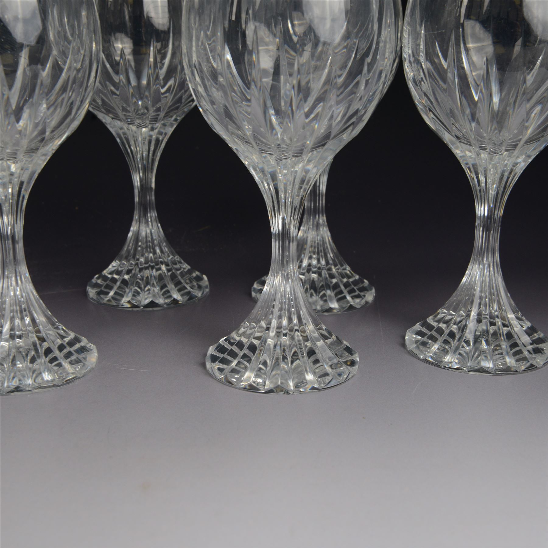 Set of seven Baccarat wine glasses in Massena pattern, H17cm