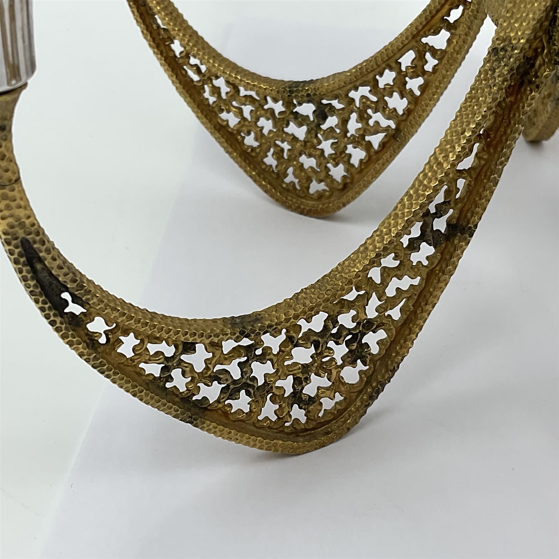 Modernist silver plated candelabra centrepiece by Stuart Devlin, with six pierced gilt branches supporting a central tapering cylindrical rose bowl and six fluted candle holders, with detachable star shaped gilt cover, stamped SD, TG to underside of central bowl, overall H17cm