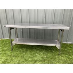 Large stainless steel single tier preparation table  - THIS LOT IS TO BE COLLECTED BY APPOINTMENT FROM DUGGLEBY STORAGE, GREAT HILL, EASTFIELD, SCARBOROUGH, YO11 3TX