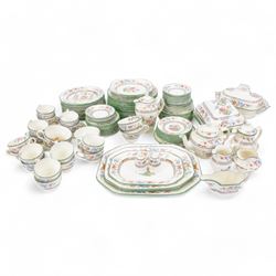 Copeland Spode Chinese Rose pattern extensive tea and dinner service, including eighteen dinner plates, twenty two desert plates, twenty cups and saucers, teapot, coffee pot, platters etc  