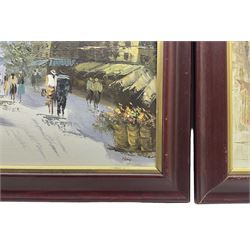 French School (20th century): Parisian Streets, pair oils on canvas indistinctly signed 30cm x 40cm (2)