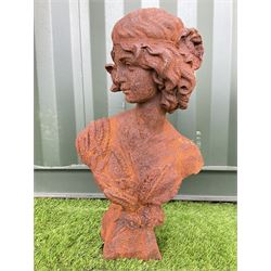 Cast iron weathered bust of a lady - THIS LOT IS TO BE COLLECTED BY APPOINTMENT FROM DUGGLEBY STORAGE, GREAT HILL, EASTFIELD, SCARBOROUGH, YO11 3TX