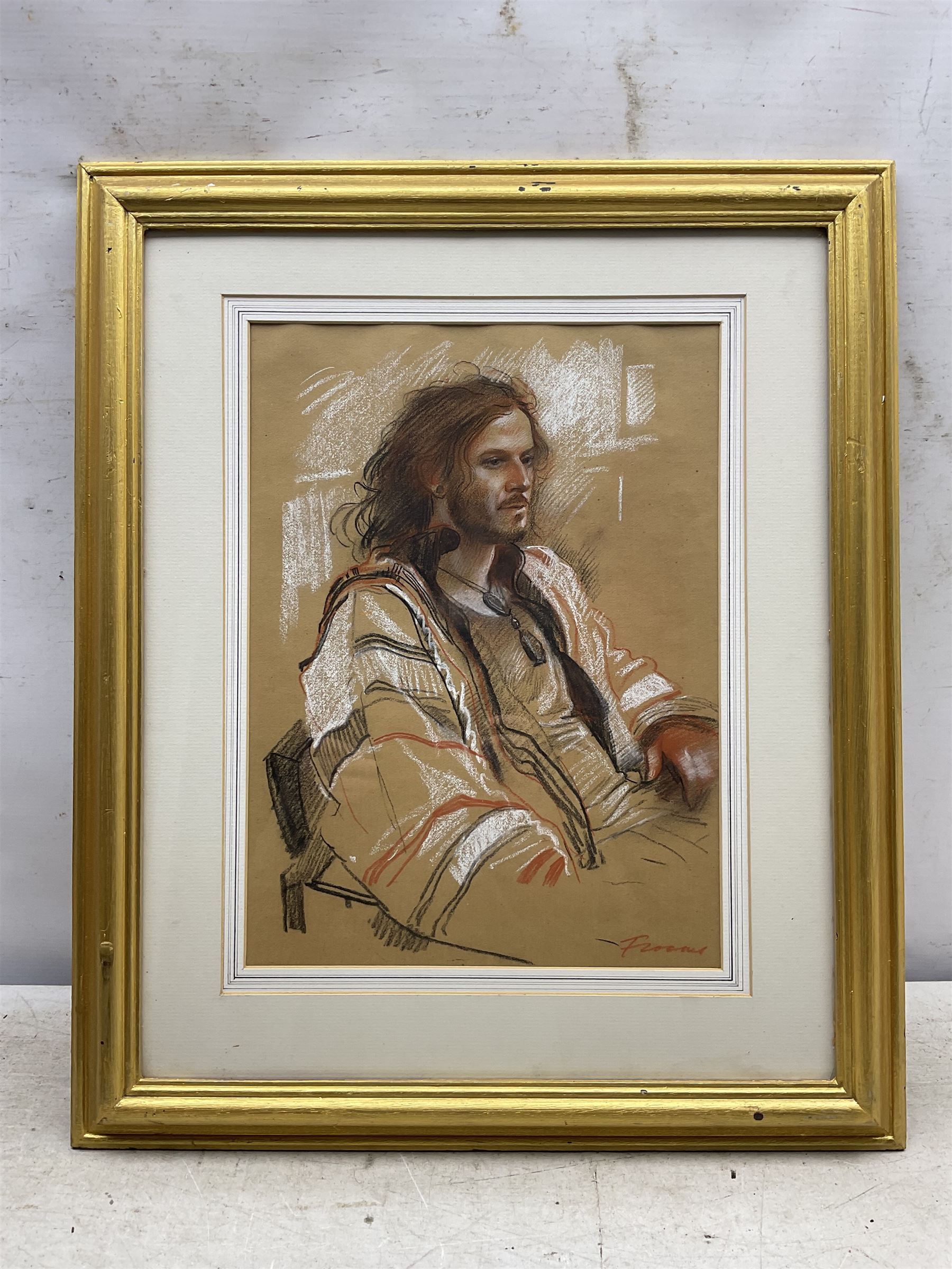 Colin S Frooms (British 1933-2017): 'Richard - Study of a Man in a Jacket', chalk sketch signed, titled verso 37cm x 27cm 