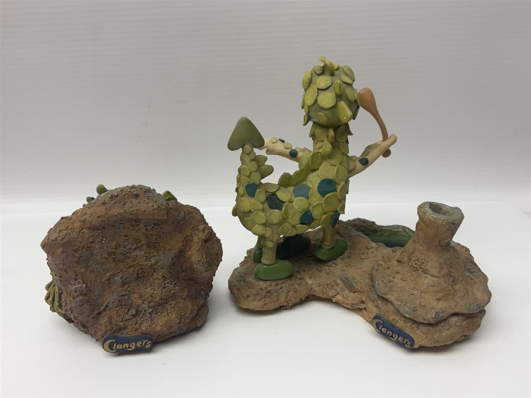 Eleven Robert Harrop figures from various collections, comprising limited edition The Trumpton Fire Engine Musical Box CGMB8 no. 359/1000, The Dragon from the Red Knight BN09, Bulldog Fireman DP165, Pointer Fire Chief DP184, Dalmatian New York Fire Fighter DP234, Dalmatian Fire Fighter DP191; Desperate Dan ‘Fireman Dan’ BDS11, Cuthbert CG13, Pugh (Clarinet) CG70, The Soup Dragon CL05 and Baby Dragon CL06