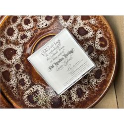 Quantity of ceramics to include Kernewek Cornwall tea wares, pair of Royal Doulton Islamic series plates, sage green Wedgwood Jasperware, Coclough tea wares, glassware etc in two boxes