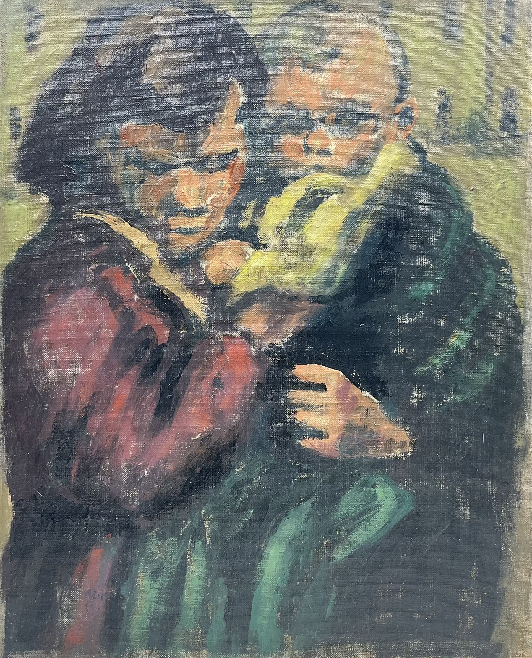 William Conor OBE RHA PPRUA ROI (Northern Irish 1881-1968): The Elder Sister, oil on canvas laid on to board, signed verso 50cm x 40cm