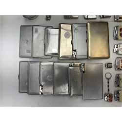 Collection of lighters to include examples by Ronson, Kingsway and Penguin, mother of pearl and engine turned examples, together with quantity of cigarette cases