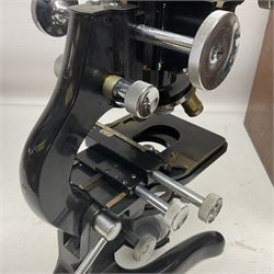 20th century W. Watson & Sons binocular microscope no 98191, in original box, together with W. Watson & Sons Kima microscope no 107846, in original box and Cooke Troughton & Simms binocular microscope no 467926