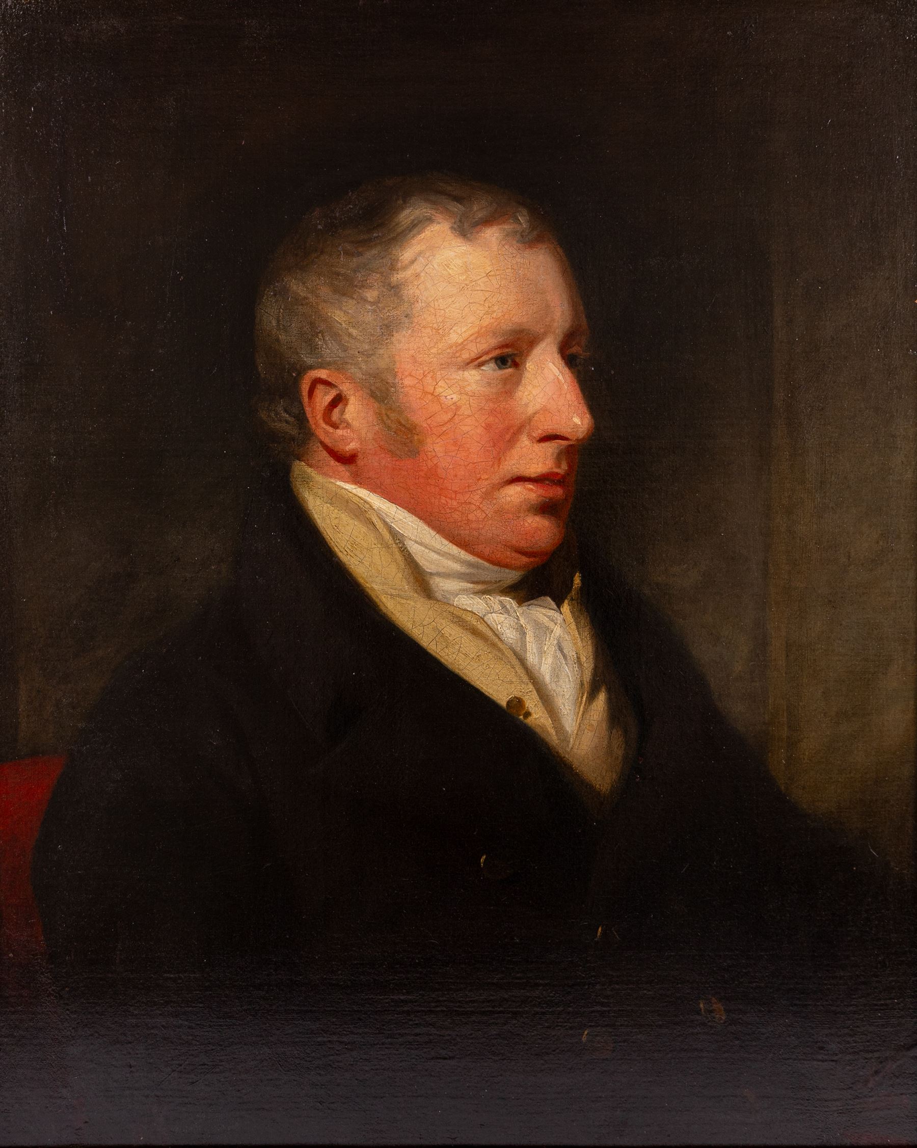 English School (19th Century): Portrait of 'Christoper 'Kit' Wilson', oil on canvas unsigned, titled in a later hand after the original beneath relined canvas verso, 71cm x 58cm 