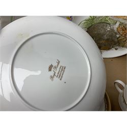 Doulton Lambeth Slaters vase of baluster form decorated with flowers, Chinese ginger jar in the form of a pumpkin, three Le Creuset red ramekins, Hornsea, Paragon Athena pattern tea wares, jardinière and other ceramics in two boxes 